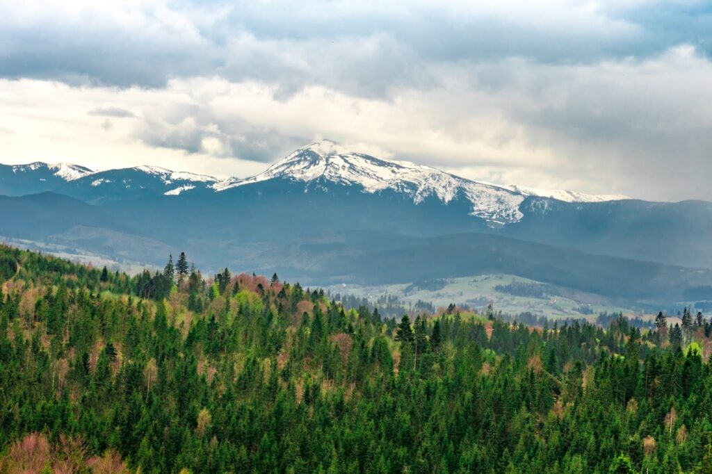 Фотоотчет о путешествии в Карпаты с фотоаппаратом Lumix GX8 - 95 - Вид на гору Петрос с перевала Ежевика